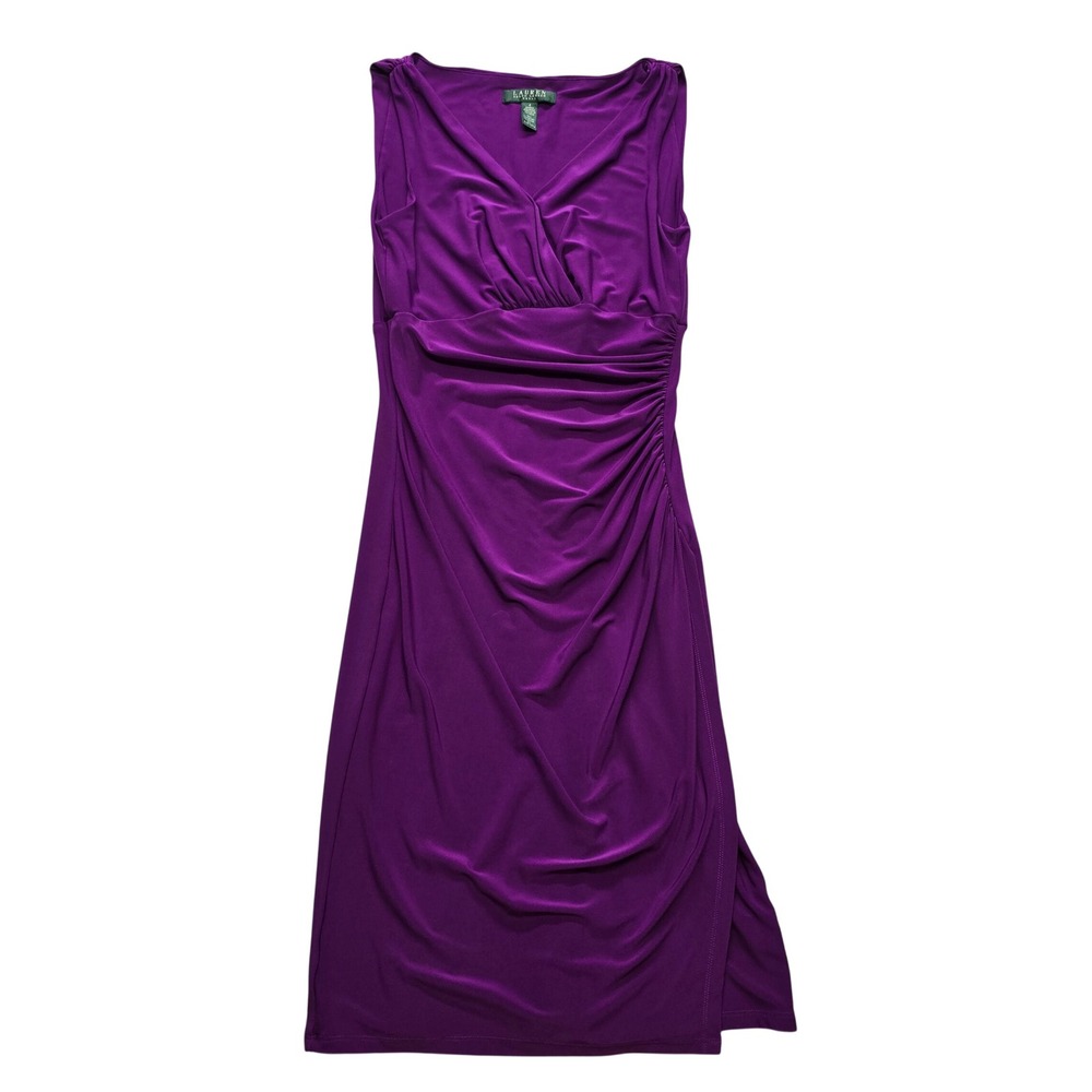 Lauren Ralph Lauren Sheath Dress Ruched Purple Sleeveless 4